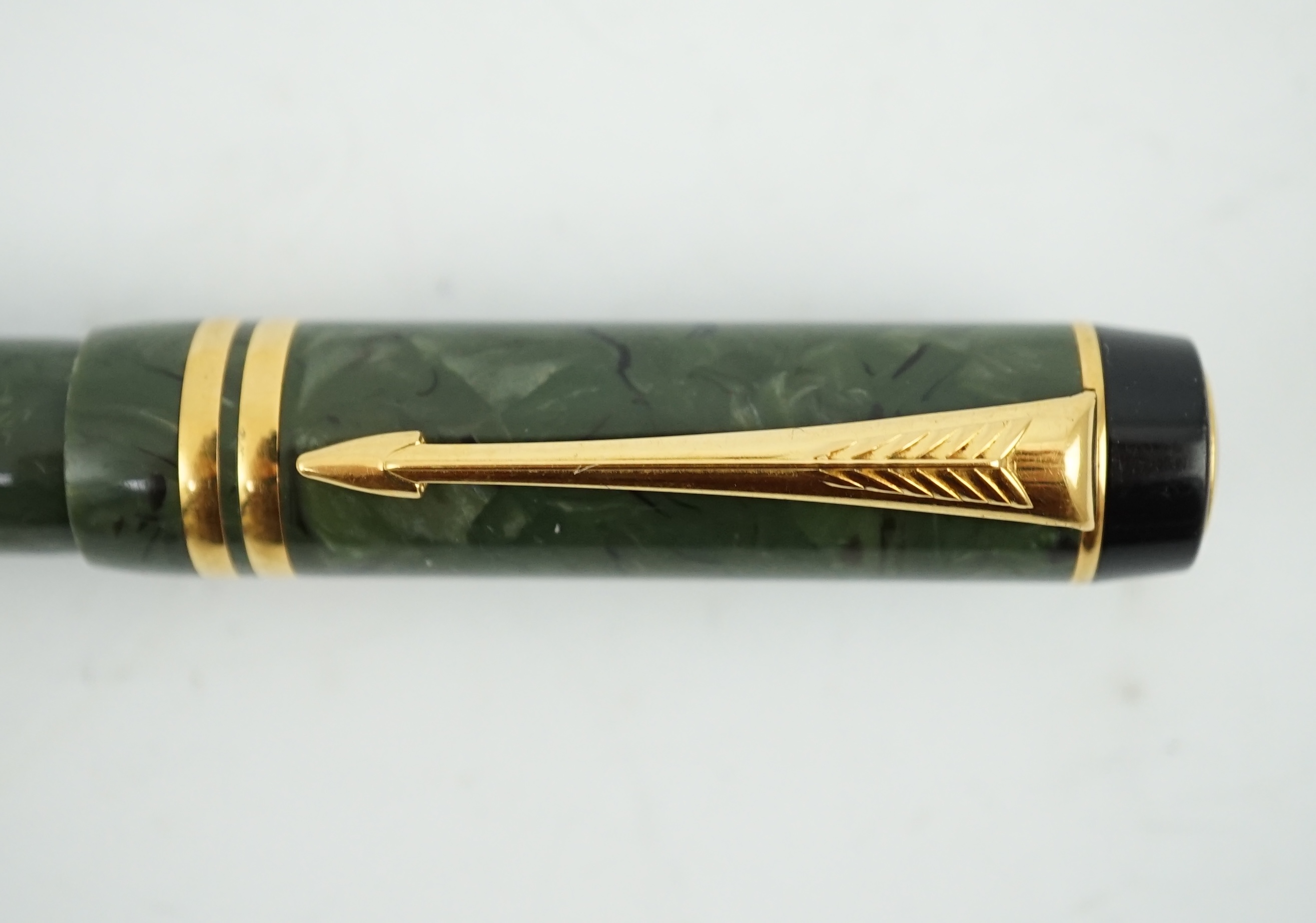 A Parker Duofold International in jade with med. nib